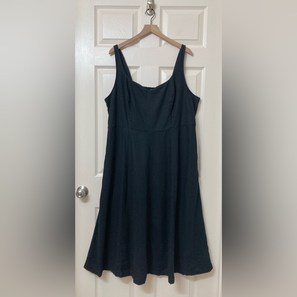 Old Navy Dresses & Skirts - Old Navy Black Linen Blend Sleeveless Smocked Midi Dress 2X Coastal Euro Summer